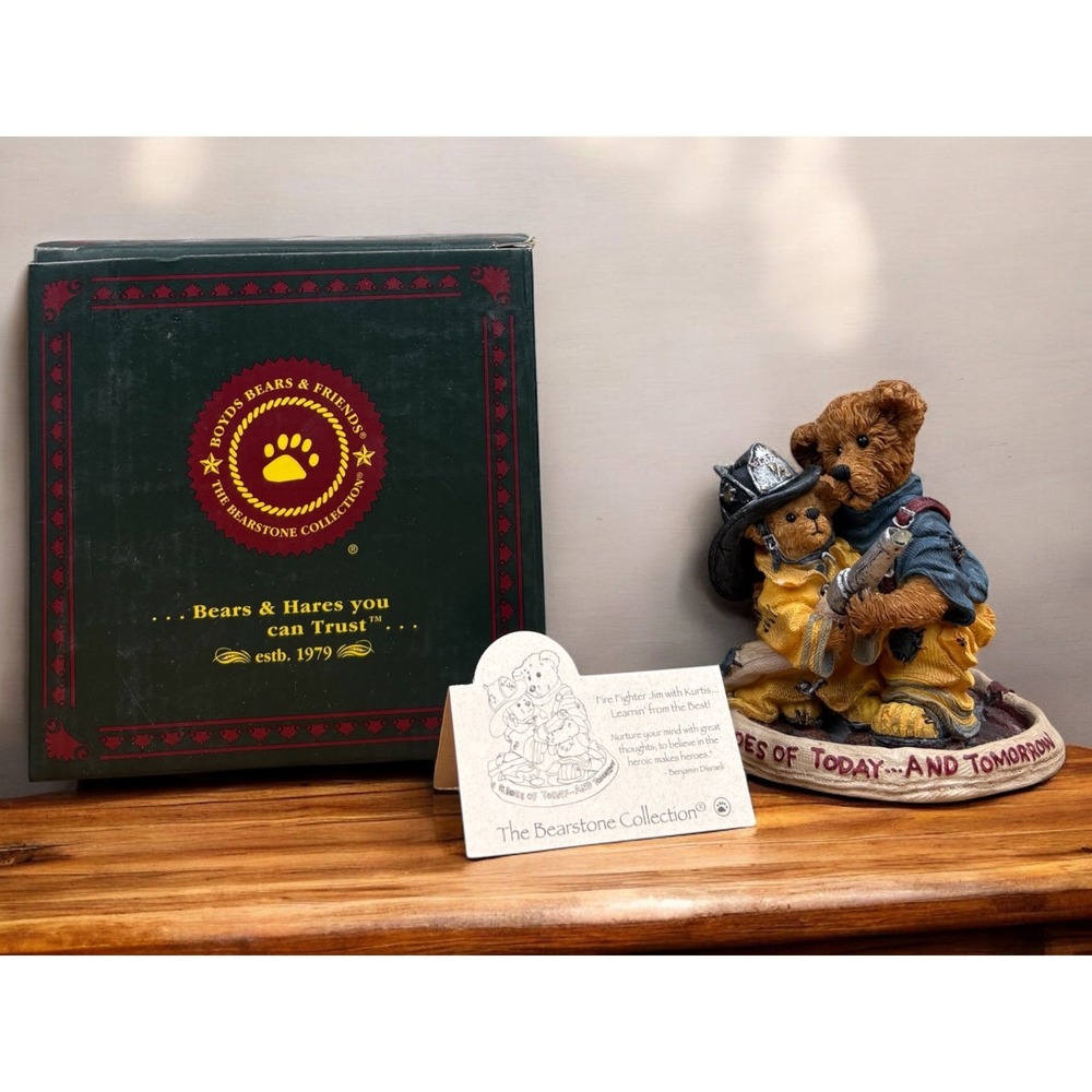 Boyds Bear Fire Fighter Jim With Kurtis Learnin From The Best Figurine 2277800